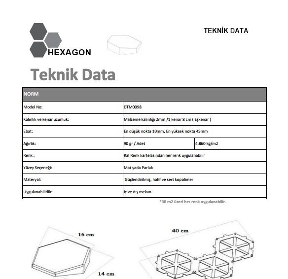 Hexagon Altıgen Duvar Paneli